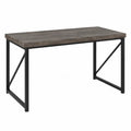 Biurko prostok?tne z drewna i metalu, 120x60x75 cm, d?b ciem