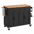 Kuchenny w¨®zek czarny z blatem z drewna sosnowego 12