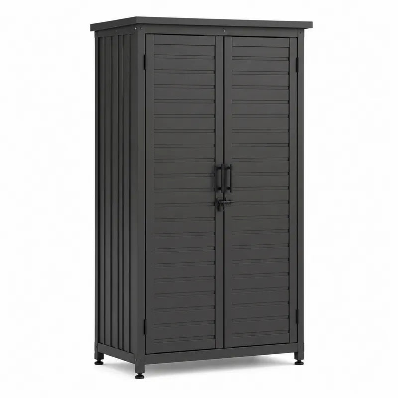 Stalowy schowek ogrodowy z dwoma drzwiami czarny 172 cm x 91