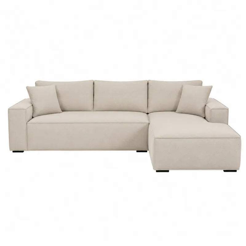 Sofa naro?na L z tkaniny be?owej, 250