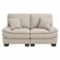 Dwuosobowa sofa z tkaniny lnianej w kolorze be?owym, 150 cm x 85