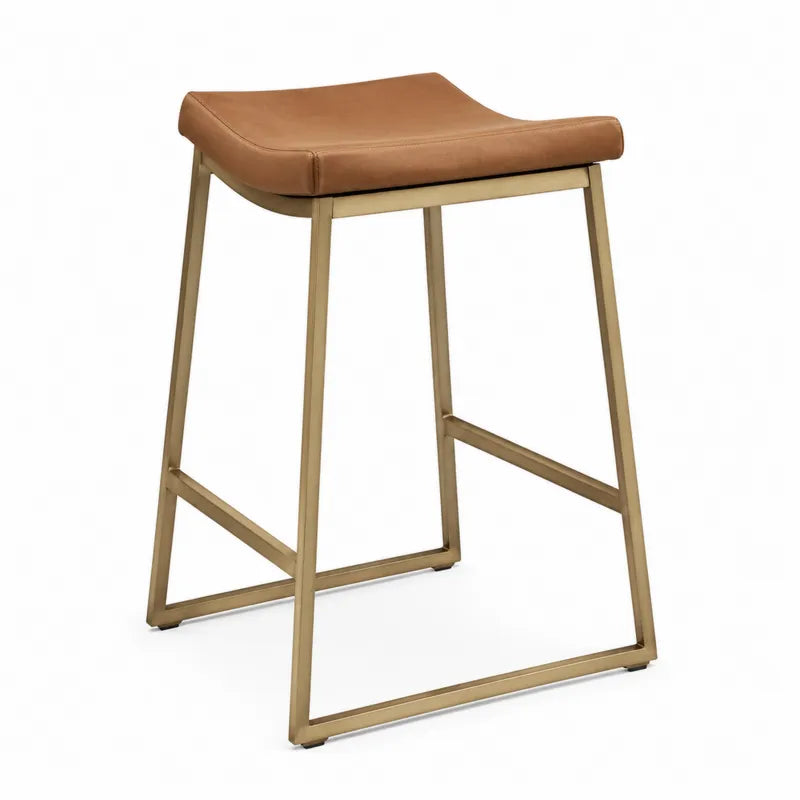 Taboret z siedziskiem ze sk¨®ry ekologicznej i stalow? ram? w kolorz