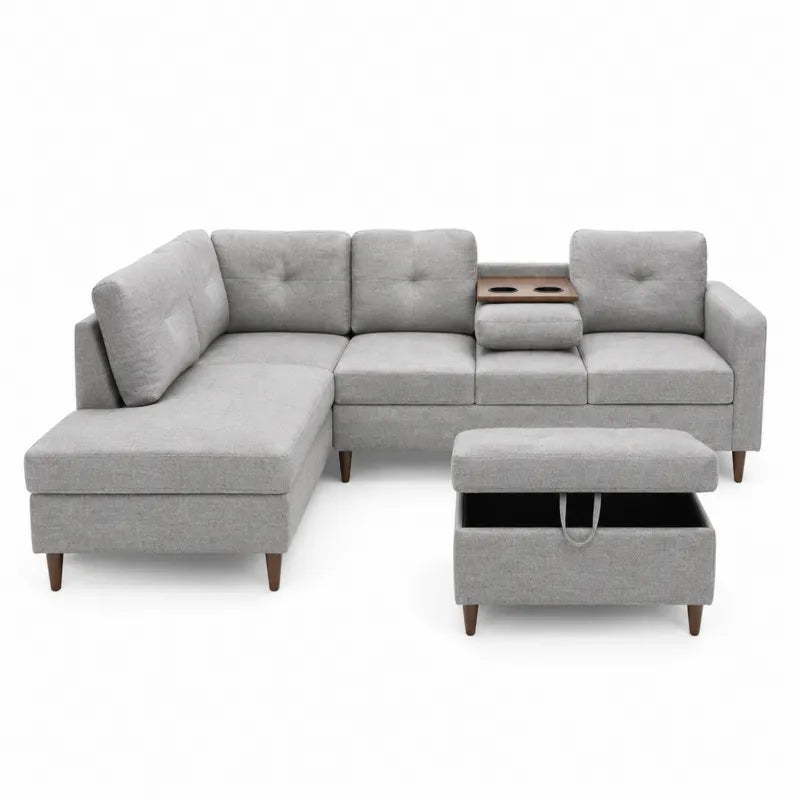 Sofa modu?owa naro?na z tkaniny poliestrowej, szara, n