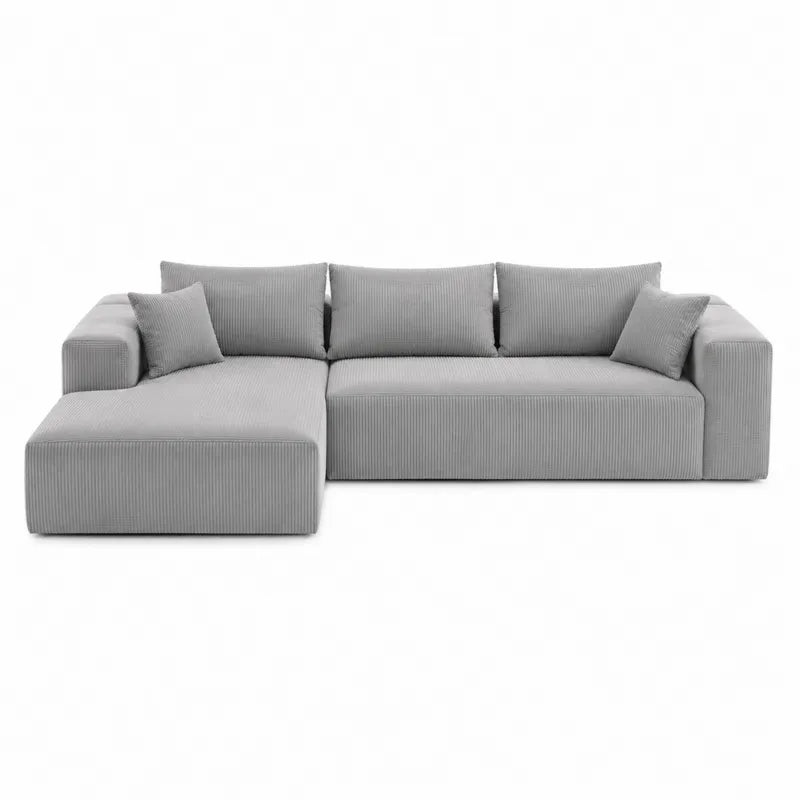 Modu?owa szara sofa naro?na z tkaniny s